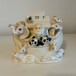 Lenox White Cream Noah's Ark Porcelain Figurine/Bank with Pastel Accents